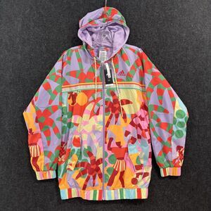 Adidas Farm Rio Jacket Women's XS Semi Flash Lime Purple Hooded Windbreaker